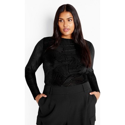 Women's Plus Size Sienna Zebra Top - black | CITY CHIC