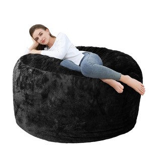 Bean Bag Covers Only for Adults, Large Soft Washable Beanbag Lazy Sofa Chair Cover, Faux Fur Bean Bag Couch Cover Without Filling - 1 of 4