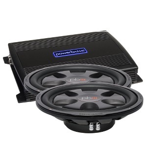 PowerBass 2 S-10TD Shallow Mount 10" Dual 4-Ohm Subwoofer + 1 ASA3-600.1D Amplifier - 1 of 4