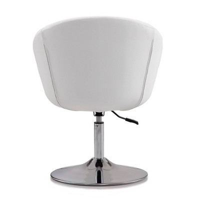 White Faux Leather Swivel Accent Chairs with Chrome Base, Set of 2