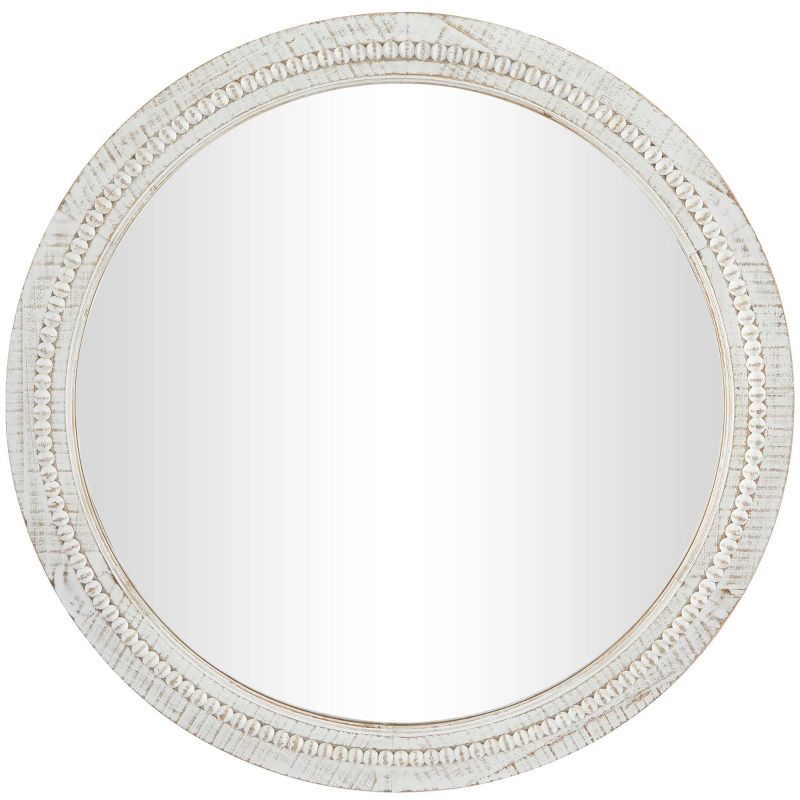 Wood Distressed Wall Mirror with Beaded Detailing - Olivia & May, 1 of 6