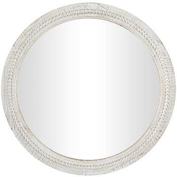 Wood Distressed Wall Mirror with Beaded Detailing - Olivia & May