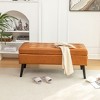 CAVINAS Storage Bench Mid-Century Modern End Of Bed Bench Multi-Functional Foot Stool with Wood Legs for Living Room, Bedroom - 2 of 4