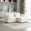 76.77'' Chenille Double Sofa with Removable Armrests L-Shaped Sectional Sofas, Footstool, and Convenient Side Pockets - 2 of 4