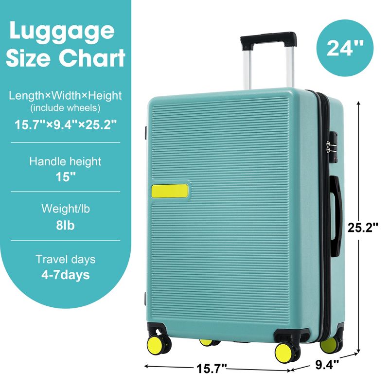 1/3 PCS Contrast Color Expandable ABS Hard Shell Luggage Set with Spinner Wheels and TSA Lock 4M - ModernLuxe, 2 of 8