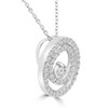 Pompeii3 Diamond 1/2 Ct Double Circle Solitaire Pendant 14K White Gold 18" Chain - 2 of 4
