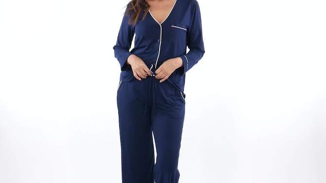 Softies Women's Ankle PJ Set with Contrast Piping, 6 of 7, play video