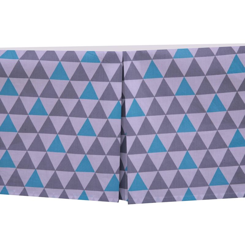Bacati - Woodlands Gray/Aqua Triangles Boys Cotton Crib/Toddler Boys Cotton Crib Skirt, 4 of 6
