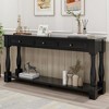 Whisen Mediterranean Style Rectangle Wood Long Console Table with Drawers and Shelf - 3 of 4