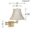 Barnes and Ivy Alta Vintage Swing Arm Wall Lamp Warm Antique Brass Plug-in Light Fixture Cream Fabric Bell Shade for Bedroom Bedside Living Room House - 4 of 4