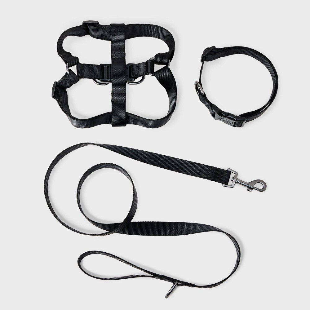 Basic Walk Dog Walk Collar Harness Leash Set - 60" - XL - Black - Boots & Barkley™ 3pc