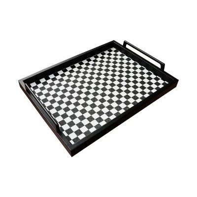 Hub Styler Black White Checkerboard Decorative Tray