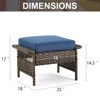 POCASSY Outdoor Ottomans Set of 2, All Wicker Rattan Patio Footrest Ottoman with Cushion - 4 of 4