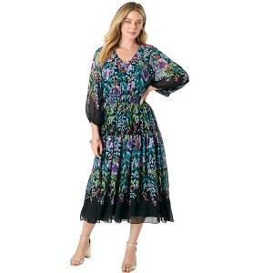 Roaman's Women's Plus Size Georgette Tiered Dress - 1 of 4