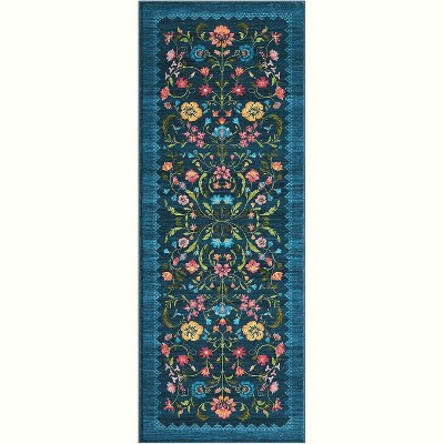 Washable Non-Slip Low Pile Floral Area Rug, Stain-Resistant Soft Indoor Carpet for Living Room, Bedroom, Nursery & Dining Room
