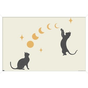 Trends International Episodic Drawing - Cat And Moon 1 Framed Wall Poster Prints - 1 of 4