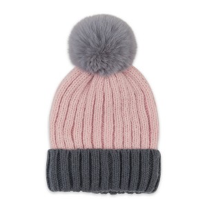 Hadley Wren Sofia Ribbed Beanie - Pink/Gray - 1 of 4