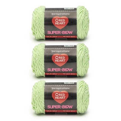 Red Heart Super Glow Yarn 3 Pack-Glow Worm Green