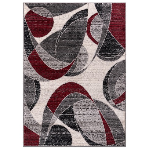 World Rug Gallery Modern Geometric Circular Harmony Area Rug - Red 5'x7 ...