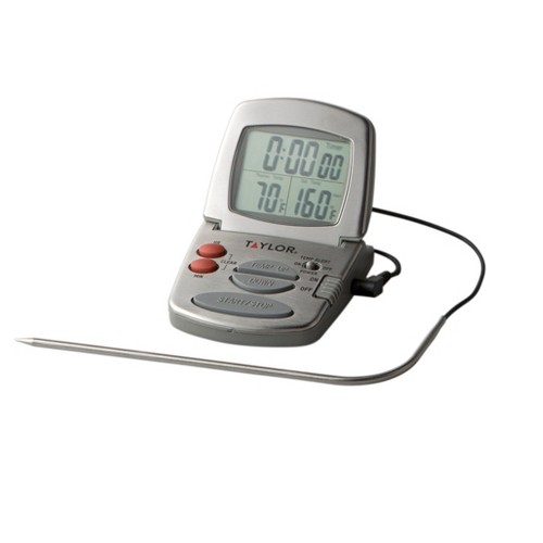 Taylor Gourmet Programmable Stainless Steel Probe Thermometer with Timer, Silver