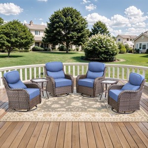 Outdoor Swivel Rocker Chair with 6 Inch Thick Cushion 2 in 1 Porch Glider Swivel Chair - Wicker Patio Furniture Patio Swivel Glider Seating - 1 of 4