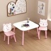 SEVOBAL Kids Table Sets, 3-Piece Wooden Activity Table with Animal Backrest for Toddler Drawing Learning and Playroom, Pink, 27.56"*26.38"*3.74" - 3 of 4