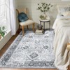 Machine Washable Vintage Floral Area Rug Ultra Thin Non Slip Carpet Stain Resistant Floral Printed  Floor Mat for Living Room Bedroom Kitchen - 3 of 4