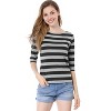 INSPIRE CHIC Women's Elbow Sleeves Boat Slim Fit Casual Stripe Animal Print Multi Floral Pattern T-Shirt - 4 of 4