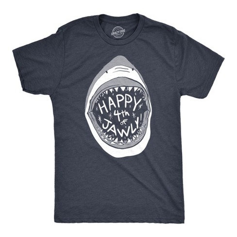 Mens Happy 4th of Jawly Tshirt Funny 4th of July Shark Independence Day Graphic Tee - Crazy Dog Men's T Shirt - image 1 of 4