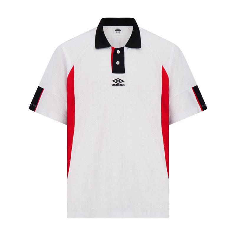 Umbro Men's Collared Football Shirt - White, S