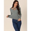 Seta T Women's Winter Long Sleeve Ribbed Knitted Casual Cut Out Pullover Sweater - 2 of 4
