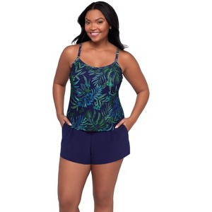 Trimshaper Women's Farrah Swim Romper with Pockets - 1 of 3