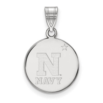 Black Bow Jewelry 14k White Gold Navy Midshipmen NCAA Medium Pendant
