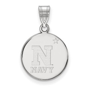 Black Bow Jewelry 14k White Gold Navy Midshipmen NCAA Medium Pendant - 1 of 3