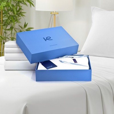 Kickoff Home Viscose from Bamboo Sheets Set 300 Thread Count 100% Organic Bamboo Viscose Cooling Bedding Sheets Hot Sleepers, Flat, Fitted, Pillowcase