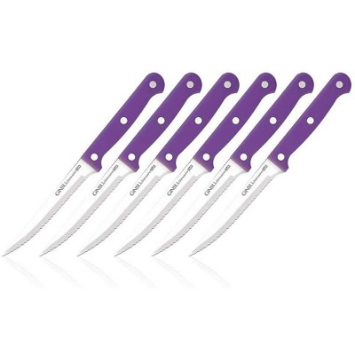 Ginsu Kiso Dishwasher Safe 6pc Steak Knife Set Purple