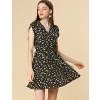 Allegra K Women's Boho Crossover V Neck Petal Sleeves Belted Floral Flowy Dress - 2 of 4