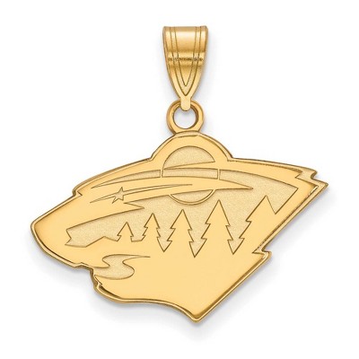 Black Bow Jewelry 10k Yellow Gold Minnesota Wild NHL Medium Pendant
