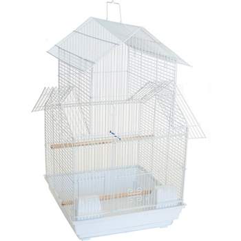 YML A5844 3/8 inches Bar Spacing Pagoda Small Bird Cage White 18 inches x 14 inches