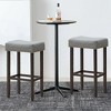 Costway Set of 2 Nailhead Saddle Bar Stools 29.5'' Height w/ Fabric Seat & Wood Legs GrayBeige - 4 of 4