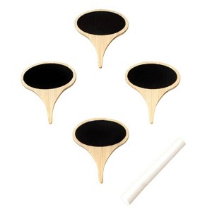The Lakeside Collection Oval Wooden Cheese Markers - Chalkboard Snack Labelers - Includes Chalk 5 Pieces - 1 of 2