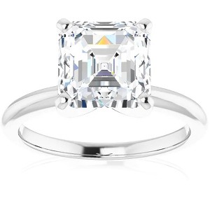 Pompeii3 5Ct Asscher Solitaire Moissanite Engagement Ring in White Yellow or Rose Gold - 1 of 4