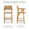 Best Choice Products Set of 2 Outdoor Acacia Wood Bar Stools Bar Chairs w/ Weather-Resistant Cushions - Teak Finish - 3 of 4