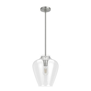 Hunter Fans 12" Vidria Ceiling Light Brushed Nickel Finish - Modern Pendant with 1 Bulb for Dining Room, Foyer, or Kitchen - 1 of 1