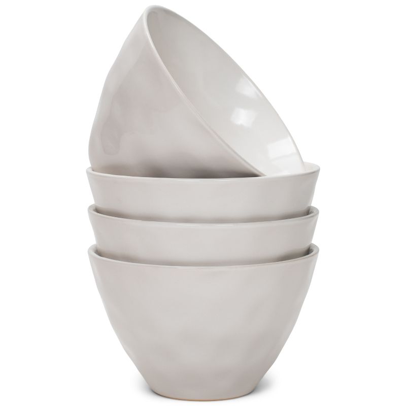 Elanze Designs Dimpled Ceramic 5.5 inch Contemporary Serving Bowls Set of 4, White, 1 of 7