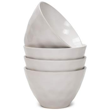 Elanze Designs Dimpled Ceramic 5.5 inch Contemporary Serving Bowls Set of 4, White