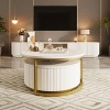 INFURNIC Coffee Tables Modern Round Nesting Coffee Table with Fluted Design and Drawer Chic White and Gold Finish, White, 27.6"*27.6"*15.7" - 3 of 4