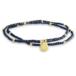 SHINE by Sterling Forever Black Beaded Disk Stretch Bracelet Gold - 1 of 3