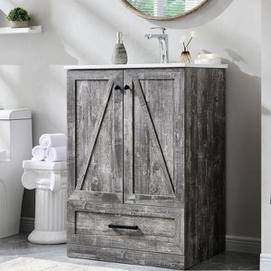 Mastgoal 24" Farmhouse Bathroom Vanity with Sink, Bathroom Dresser with Large Storage Drawer - 1 of 4