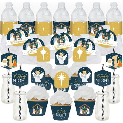 Big Dot of Happiness Holy Nativity - Manger Scene Religious Christmas Favors and Cupcake Kit - Fabulous Favor Party Pack - 100 Pieces